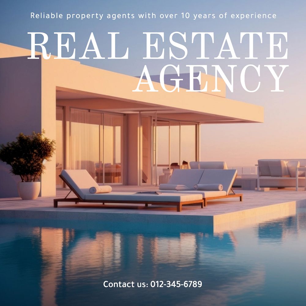 Real estate agency Instagram post template, editable text