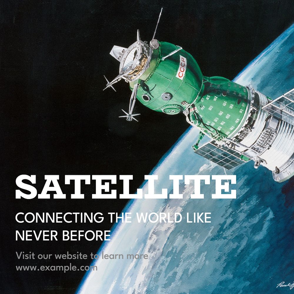 Satellite technology Instagram post template, editable text