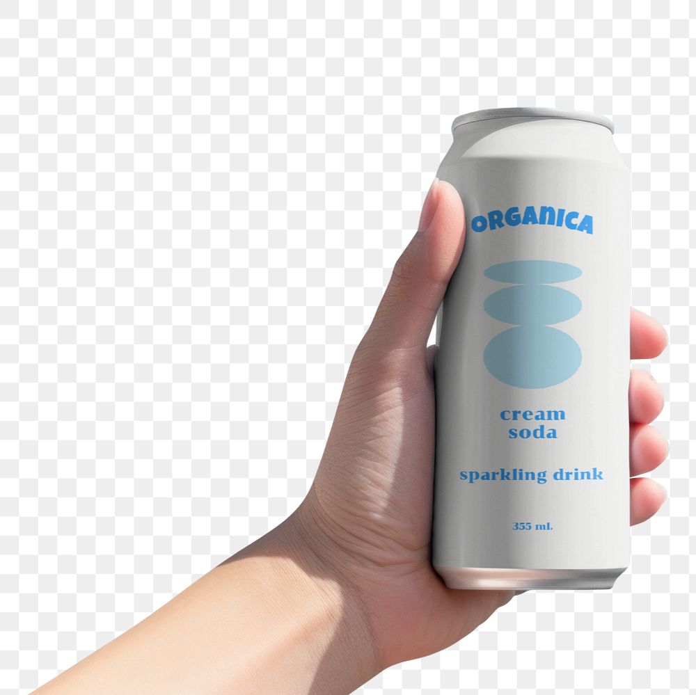 Soda can, food packaging mockup