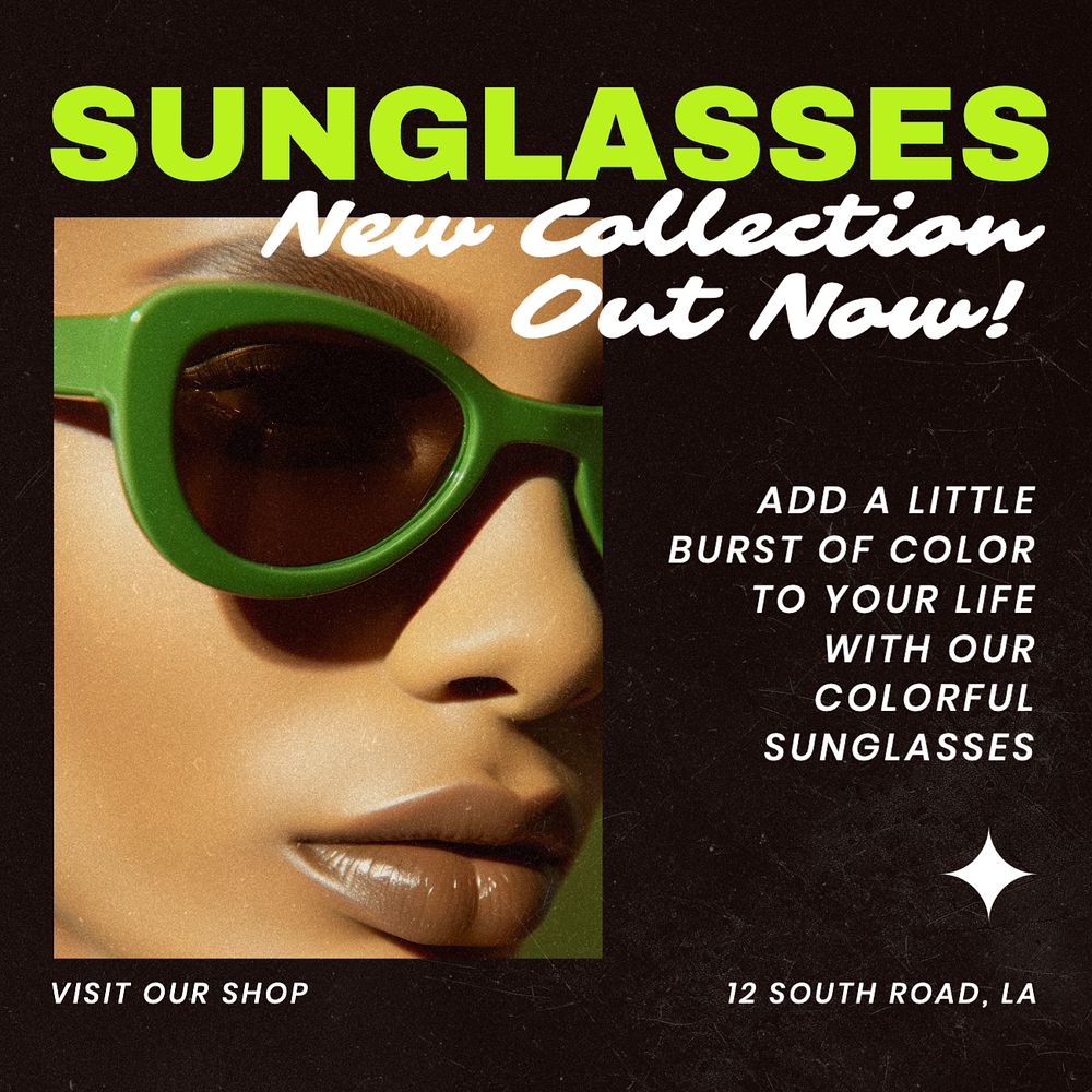 Colorful sunglasses Instagram post template, editable text