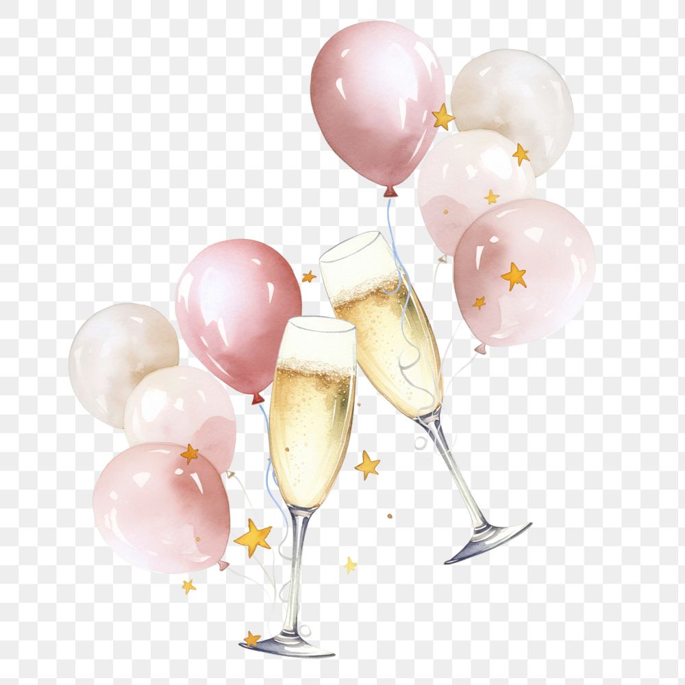 Balloon celebration png element, watercolor element, editable design