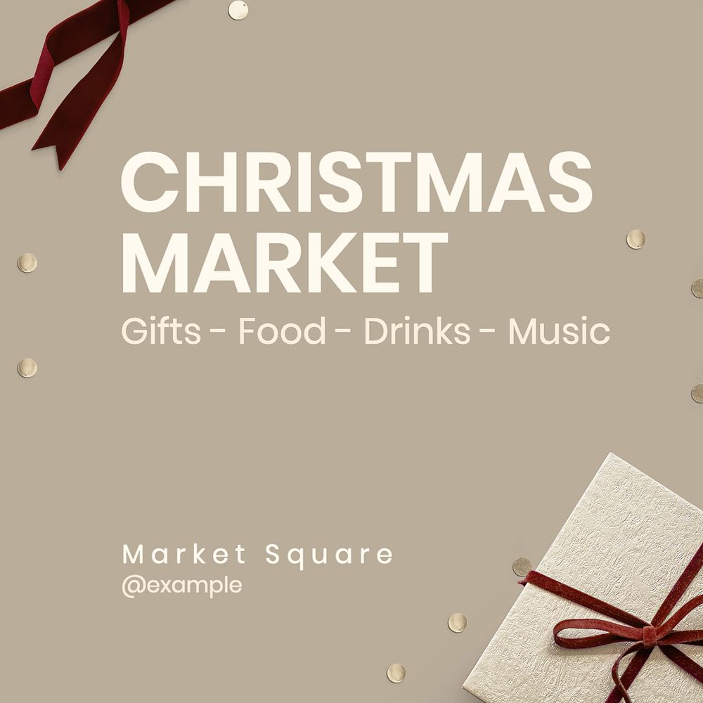 Christmas market Instagram post template, editable text