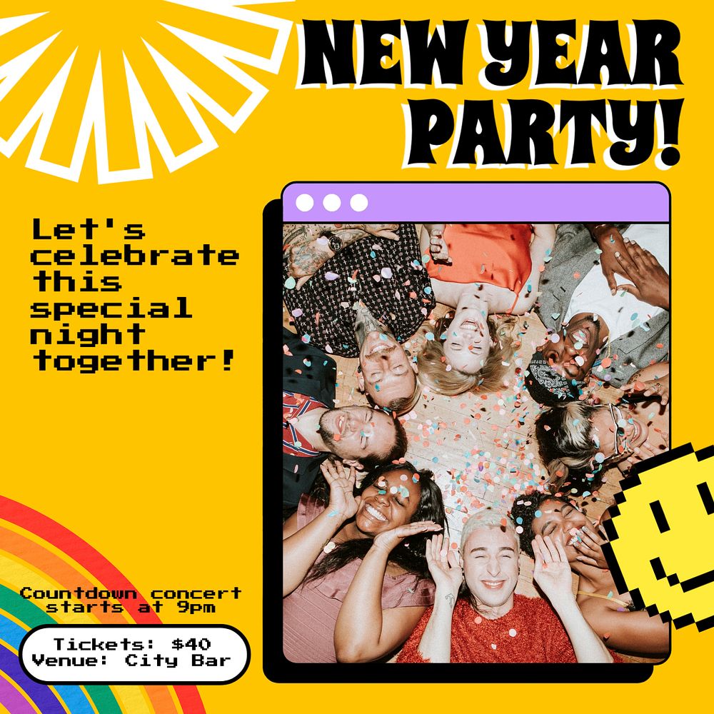 New Year party Instagram post template