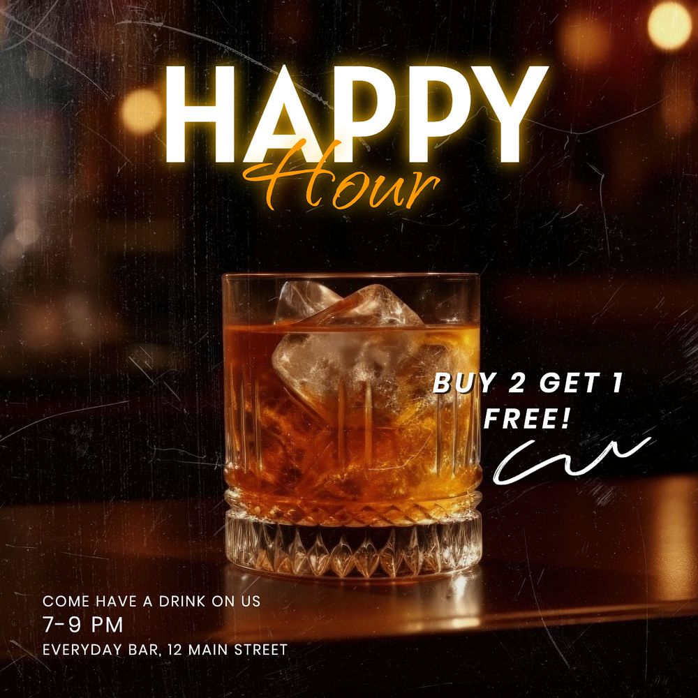 Happy hour Instagram post template