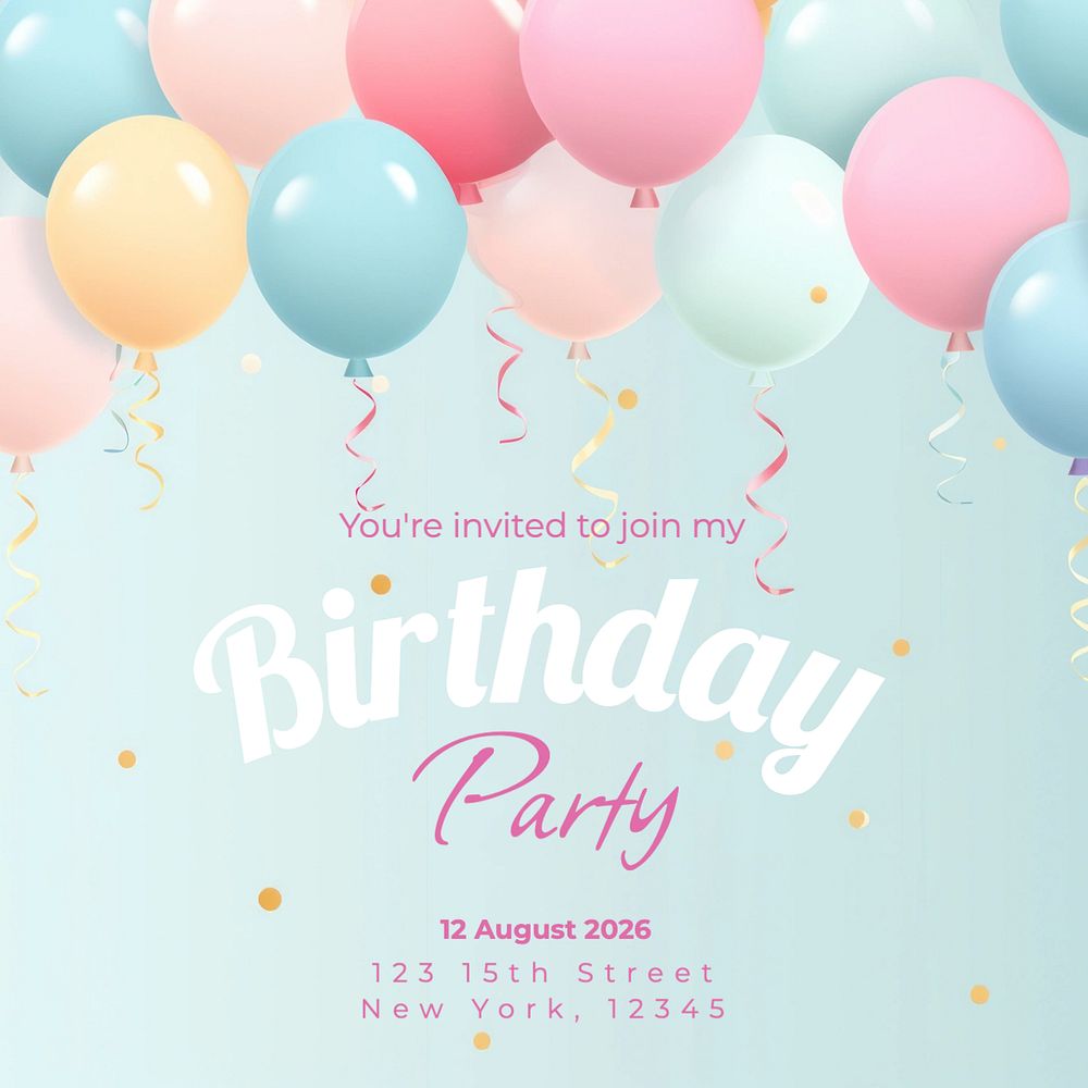 Birthday party Instagram post template