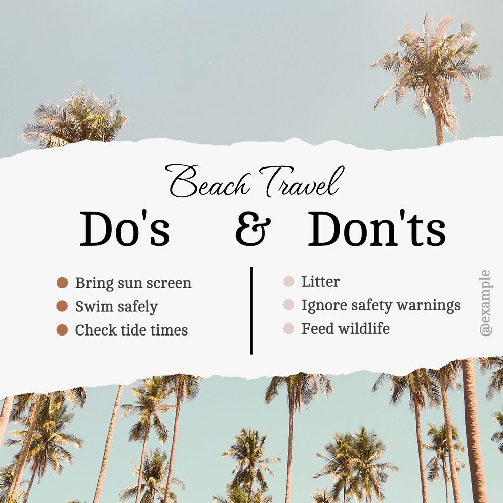 Beach travel list Instagram post template