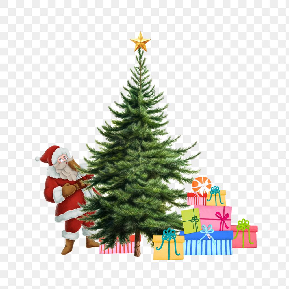 Christmas tree png element, festive element, editable design