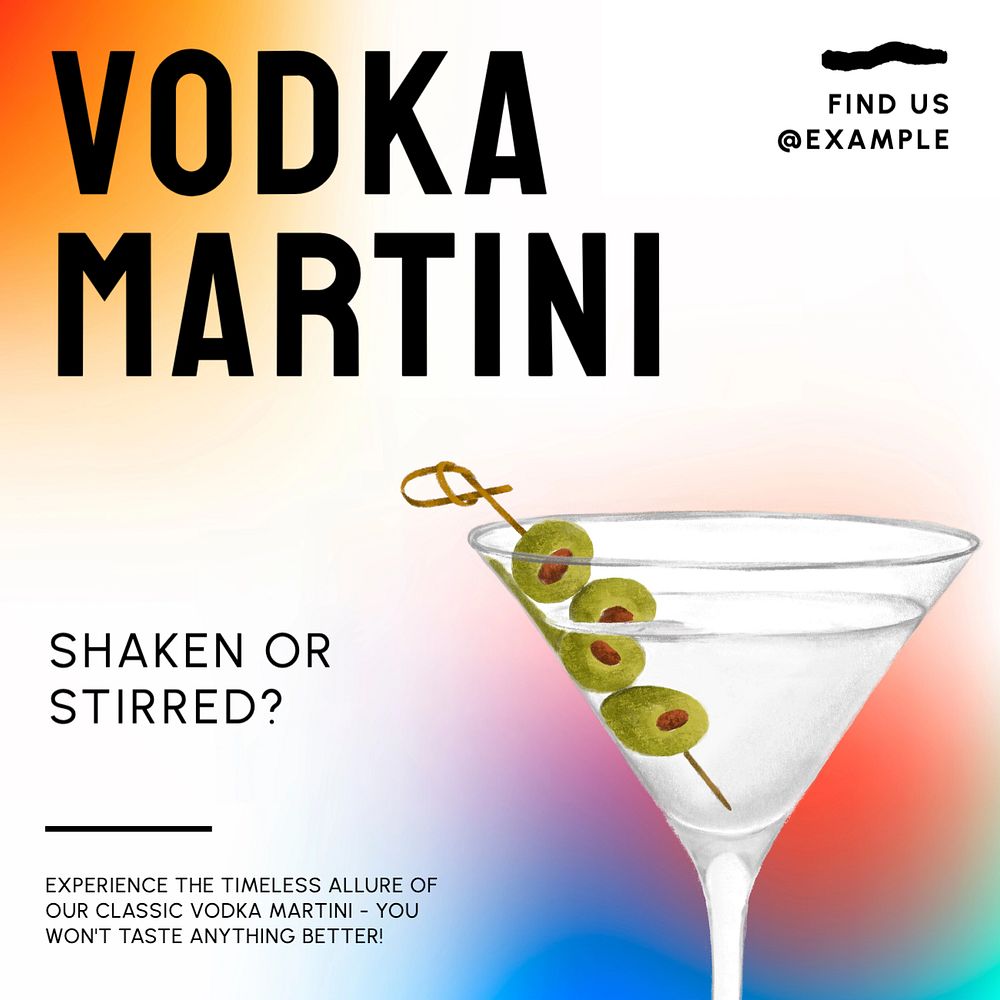 Vodka martini Instagram post template