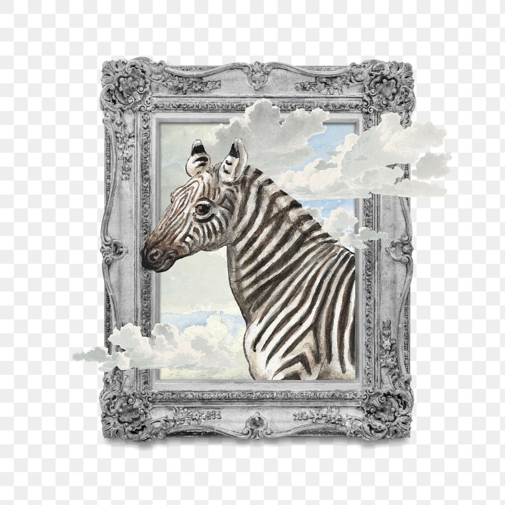 Vintage zebra frame png, aesthetic animal. Remixed by rawpixel.