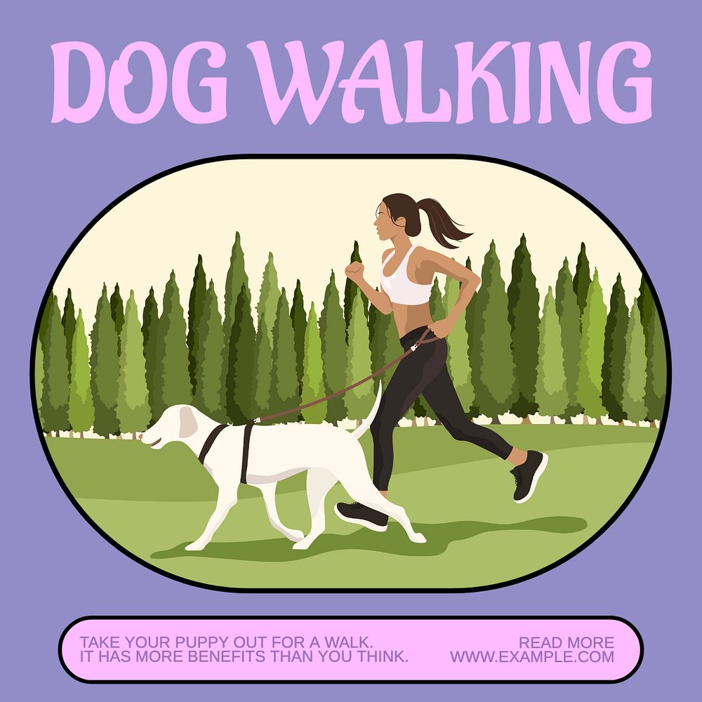 Dog walking benefits Instagram post template