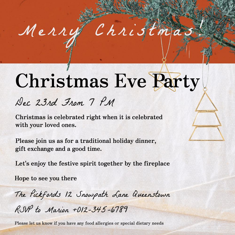 Christmas eve party Instagram post template