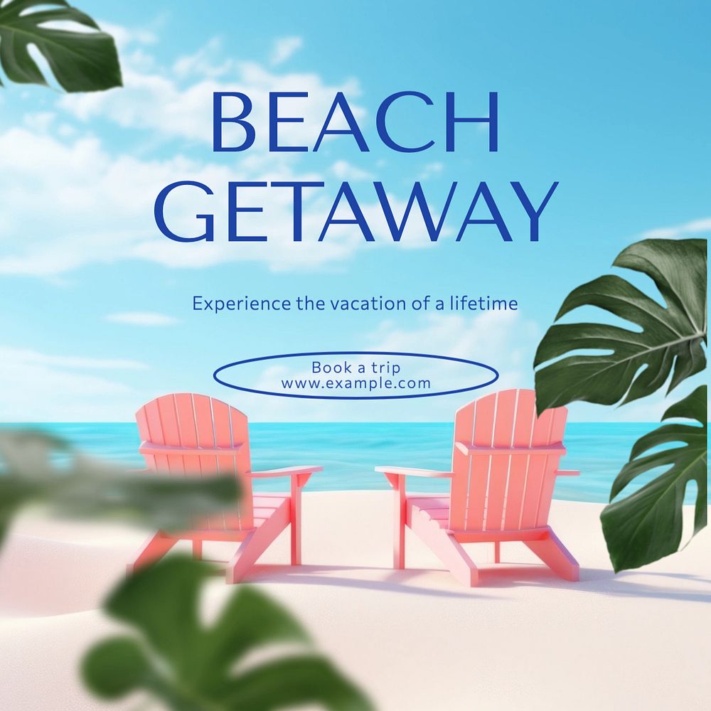 Beach getaway Instagram post template