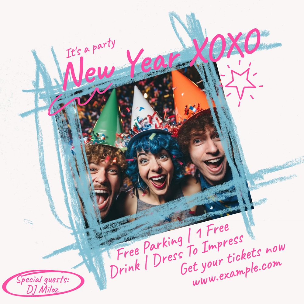 New year party Instagram post template