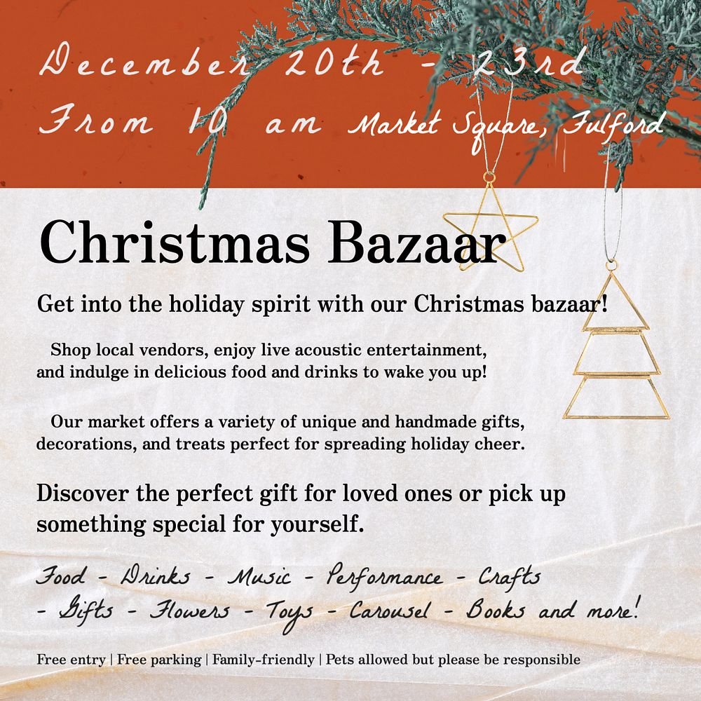 Christmas bazaar Instagram post template