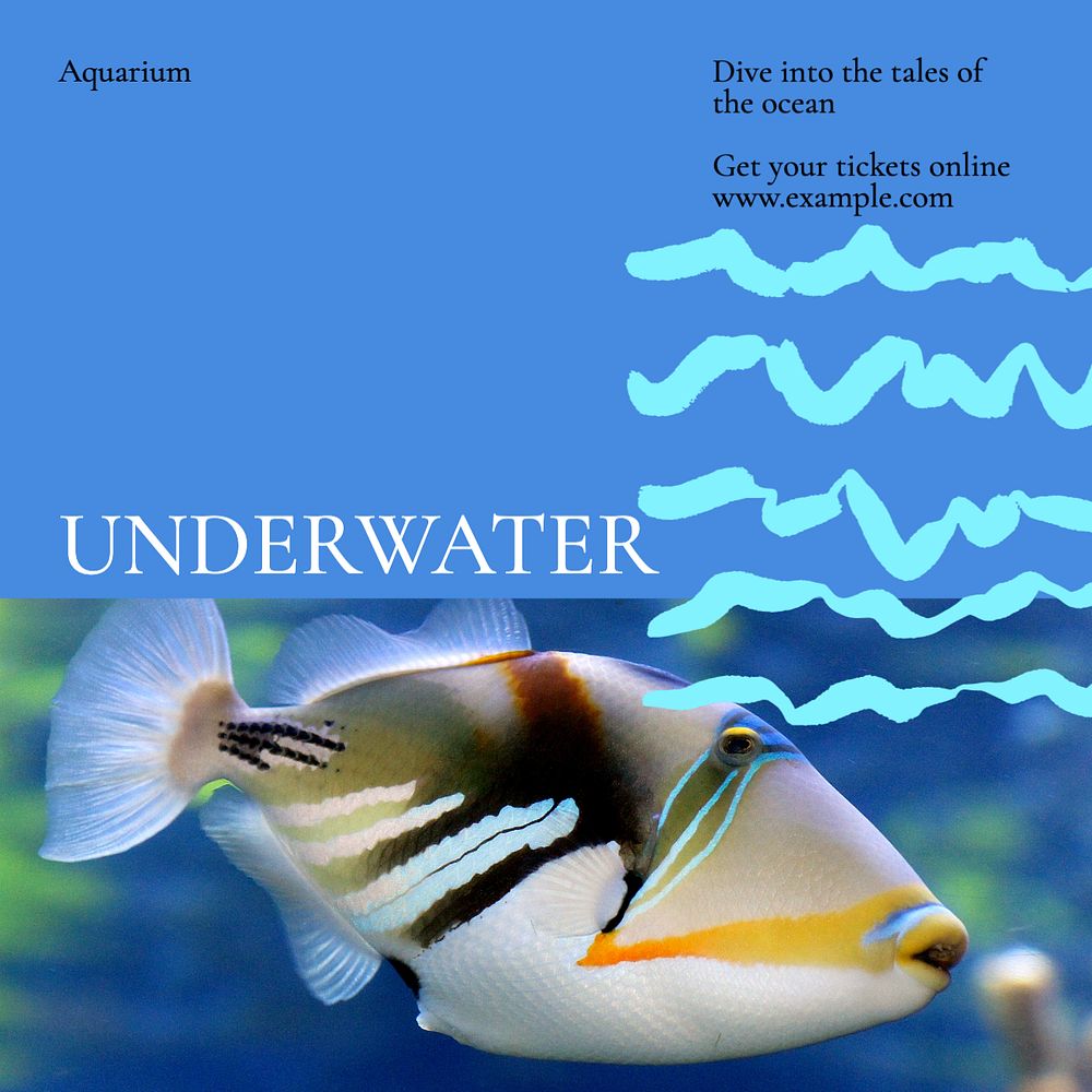 Underwater aquarium Instagram post template