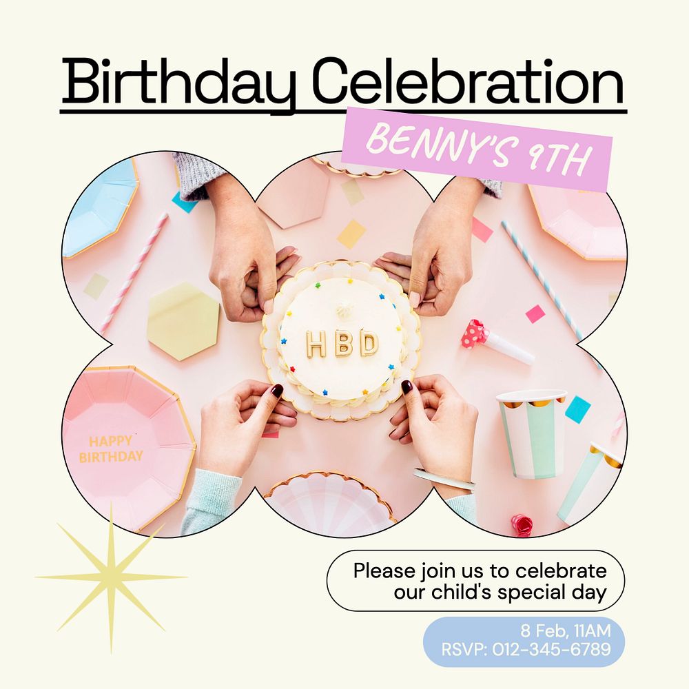 Birthday celebration Instagram post template