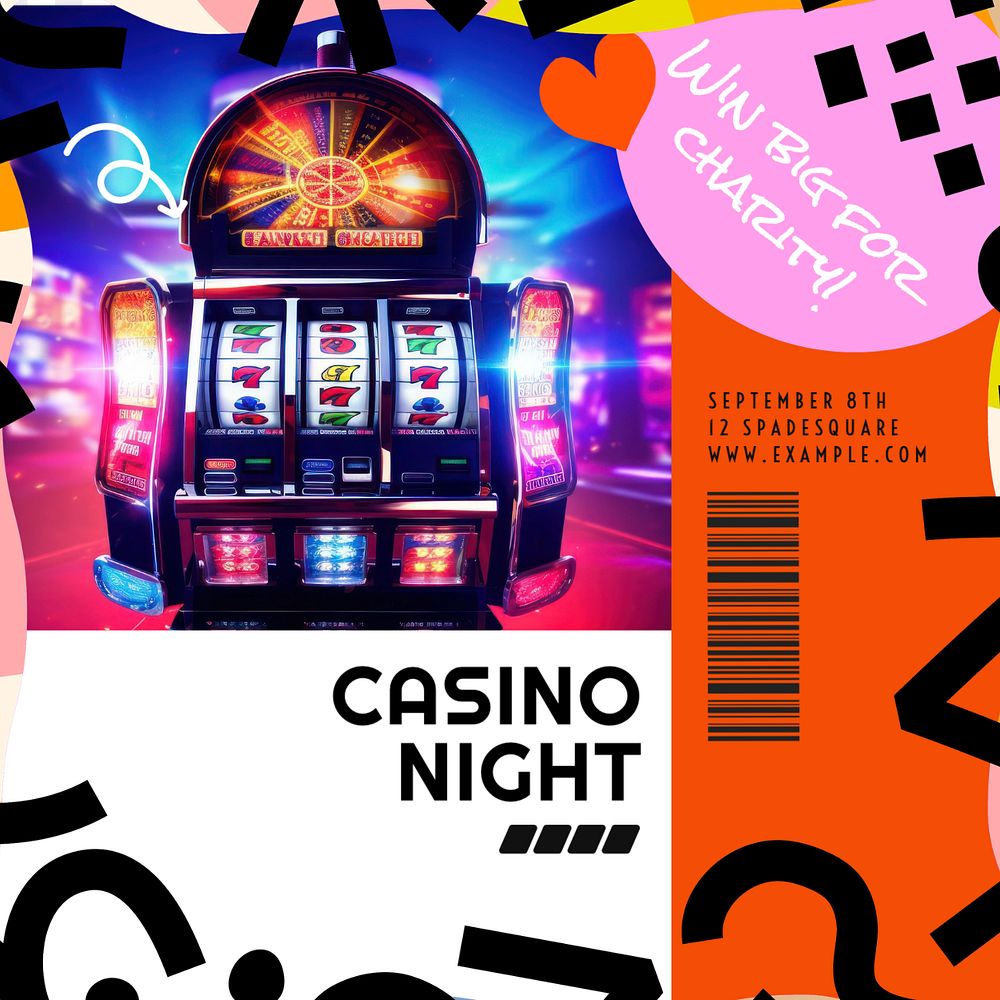 Charity casino night Facebook post template