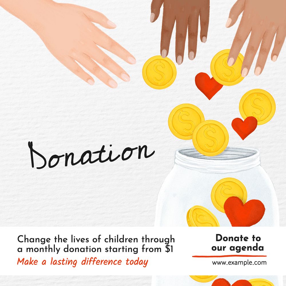 Donation, charity advertisement Instagram post template