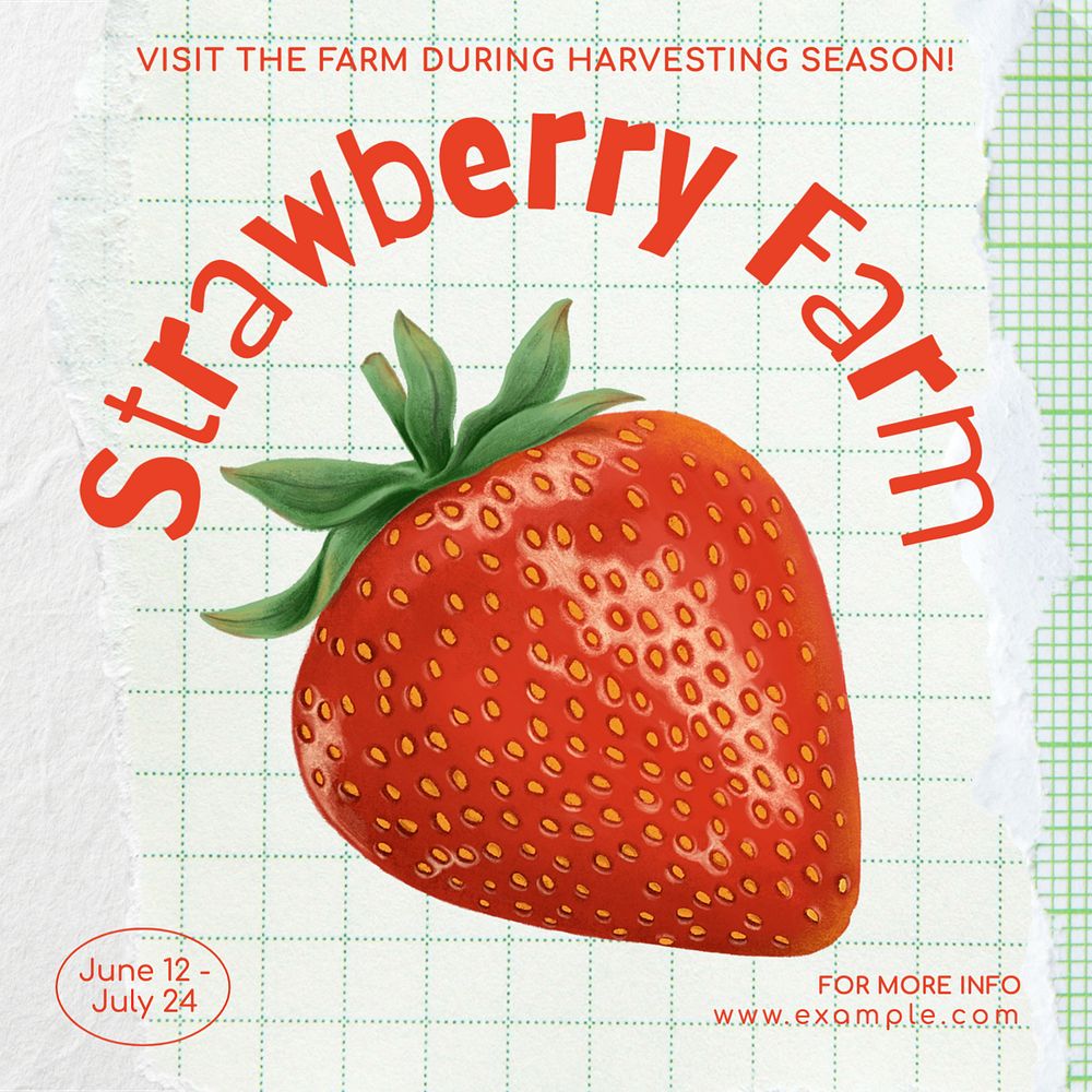 Strawberry farm Instagram post template