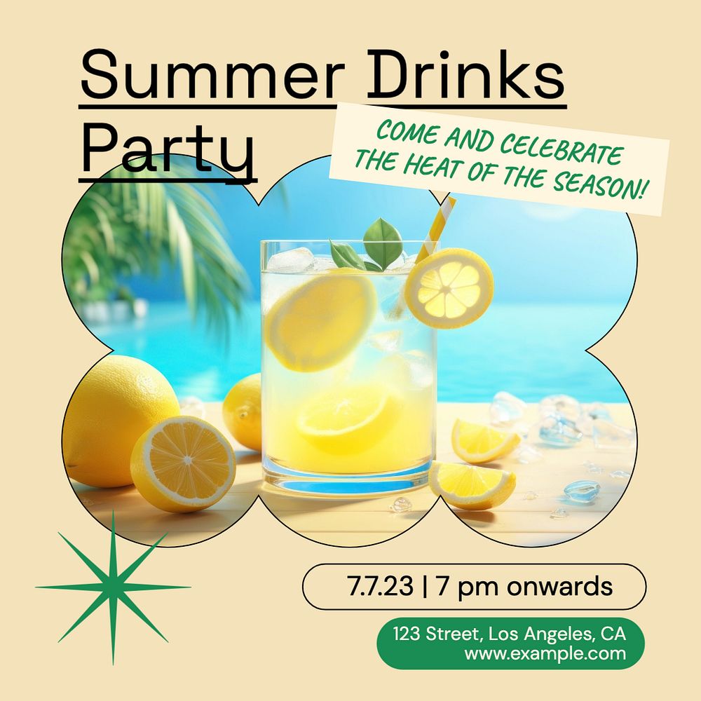 Summer drinks party post template