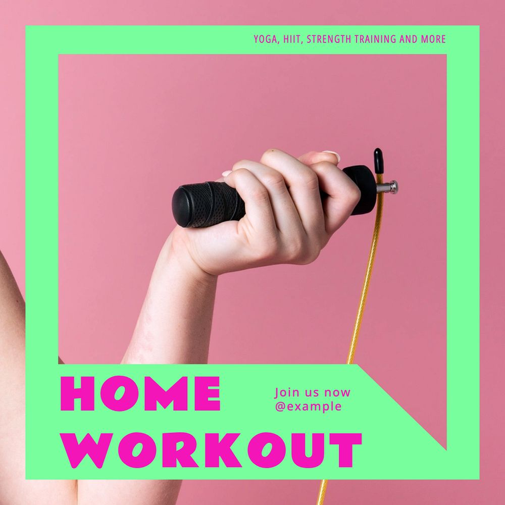 Home workout videos Instagram post template