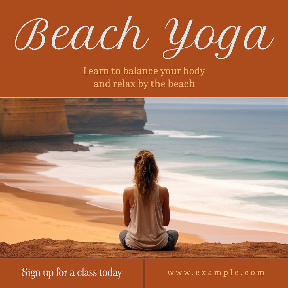 Beach yoga Instagram post template