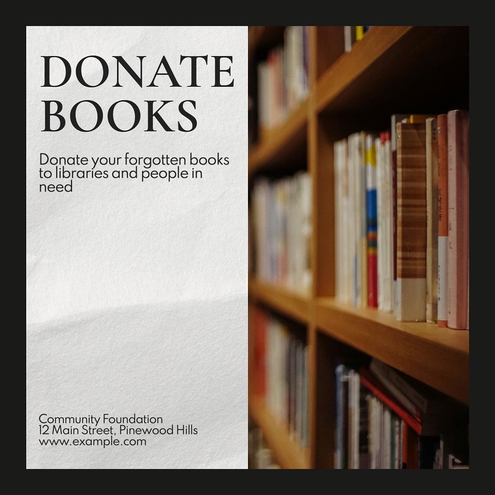 Book donation Instagram post template