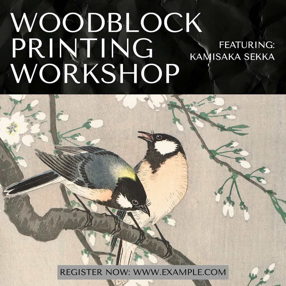 Woodblock printing Instagram post template