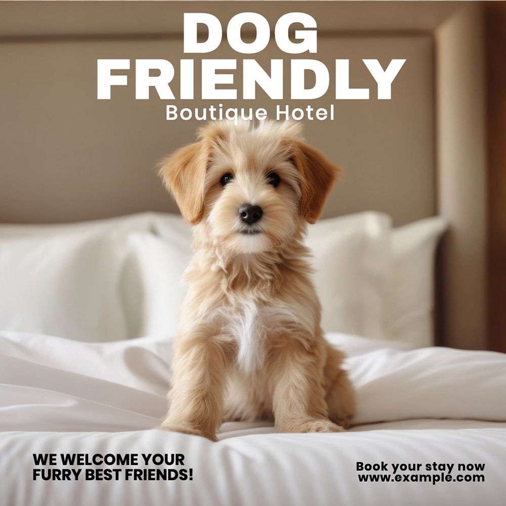 Dog friendly hotel Facebook post template