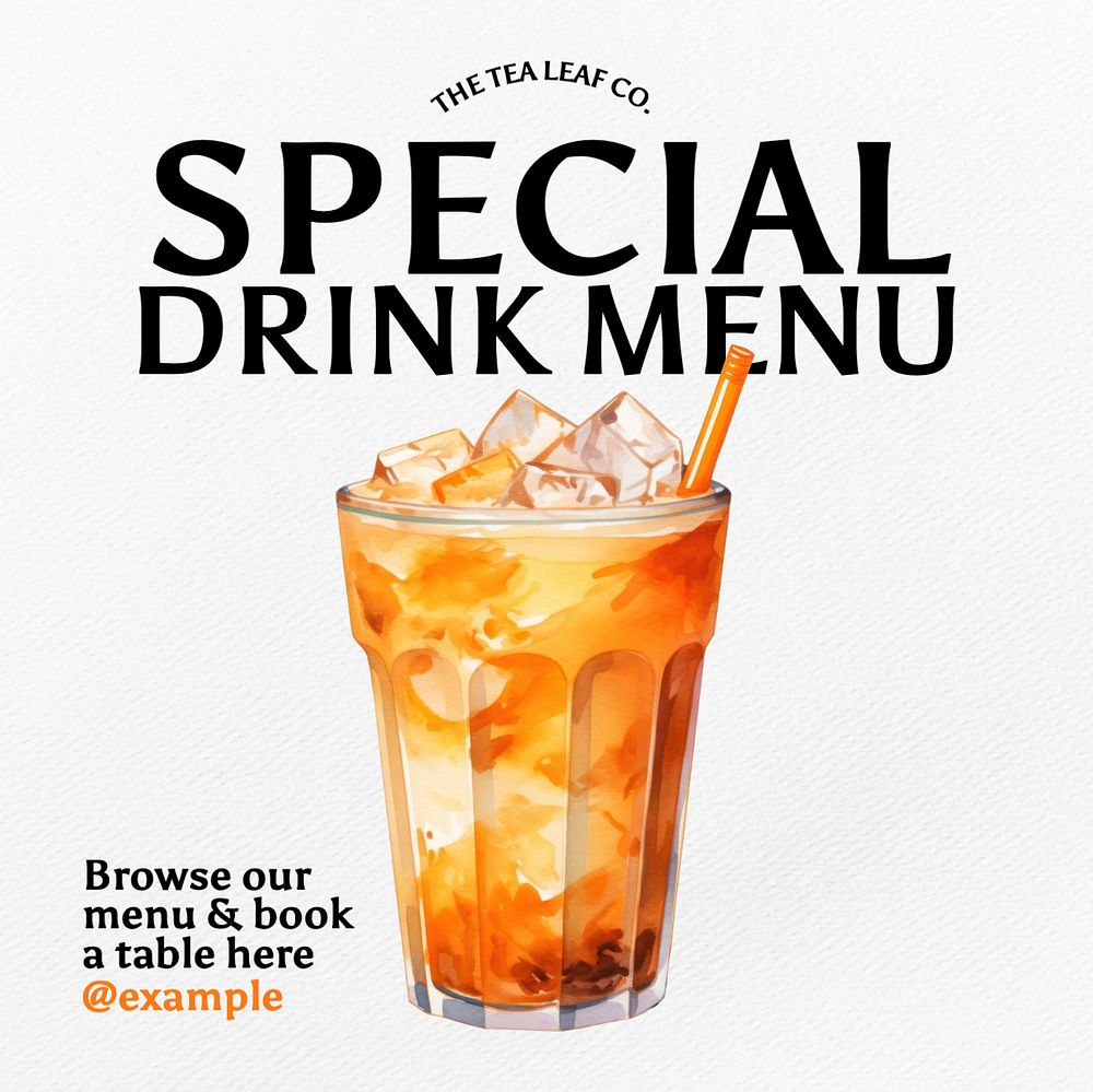 Special drink menu Instagram post template