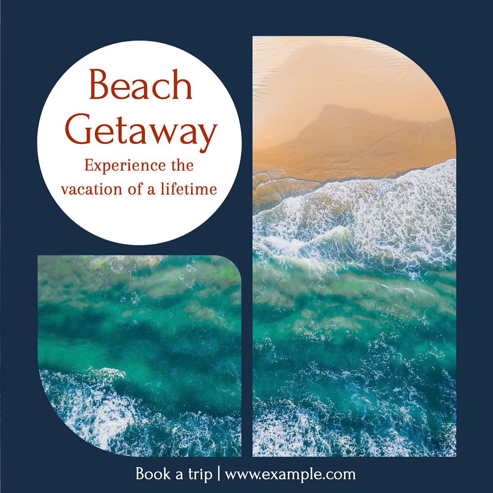 Beach getaway Instagram post template