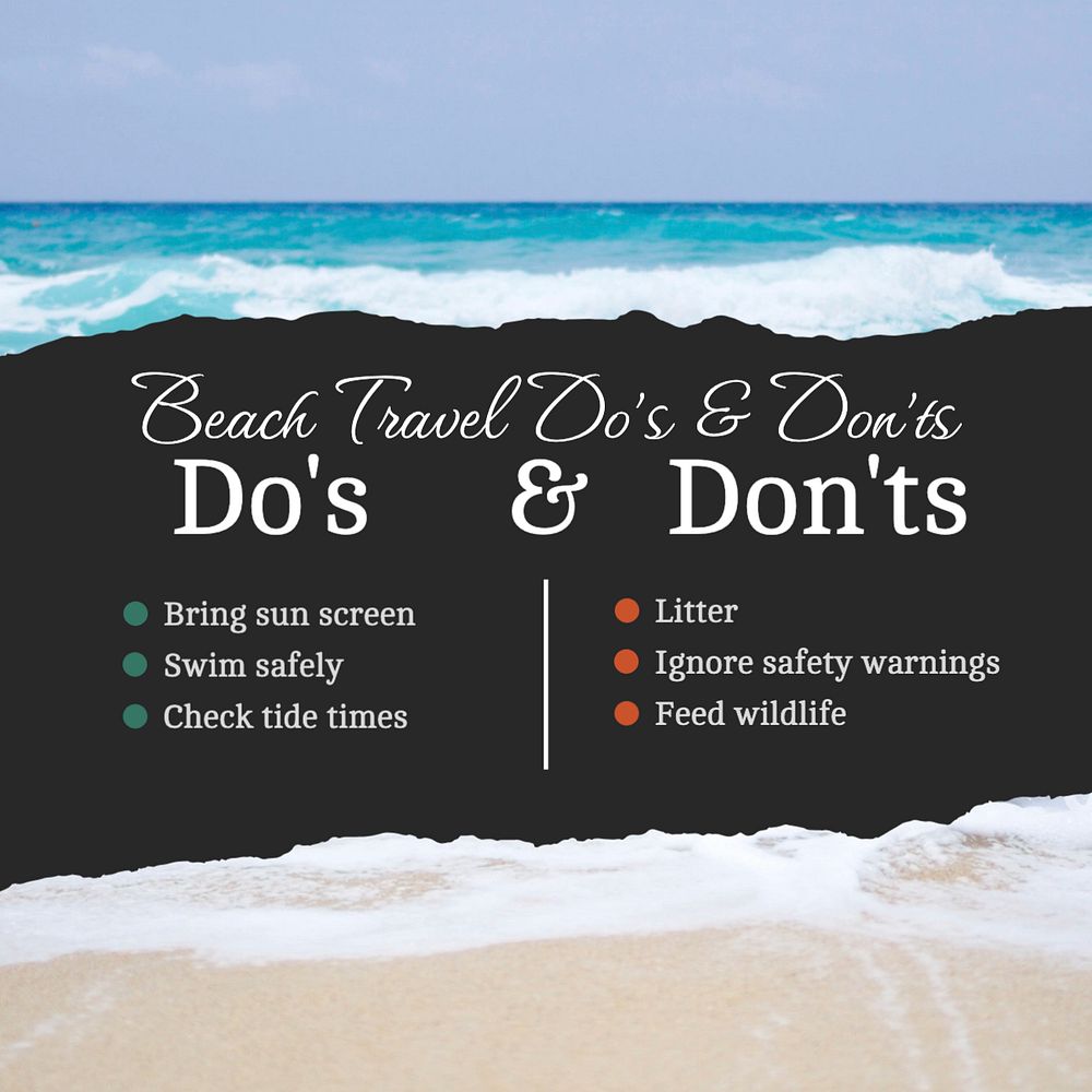 Beach travel list Instagram post template