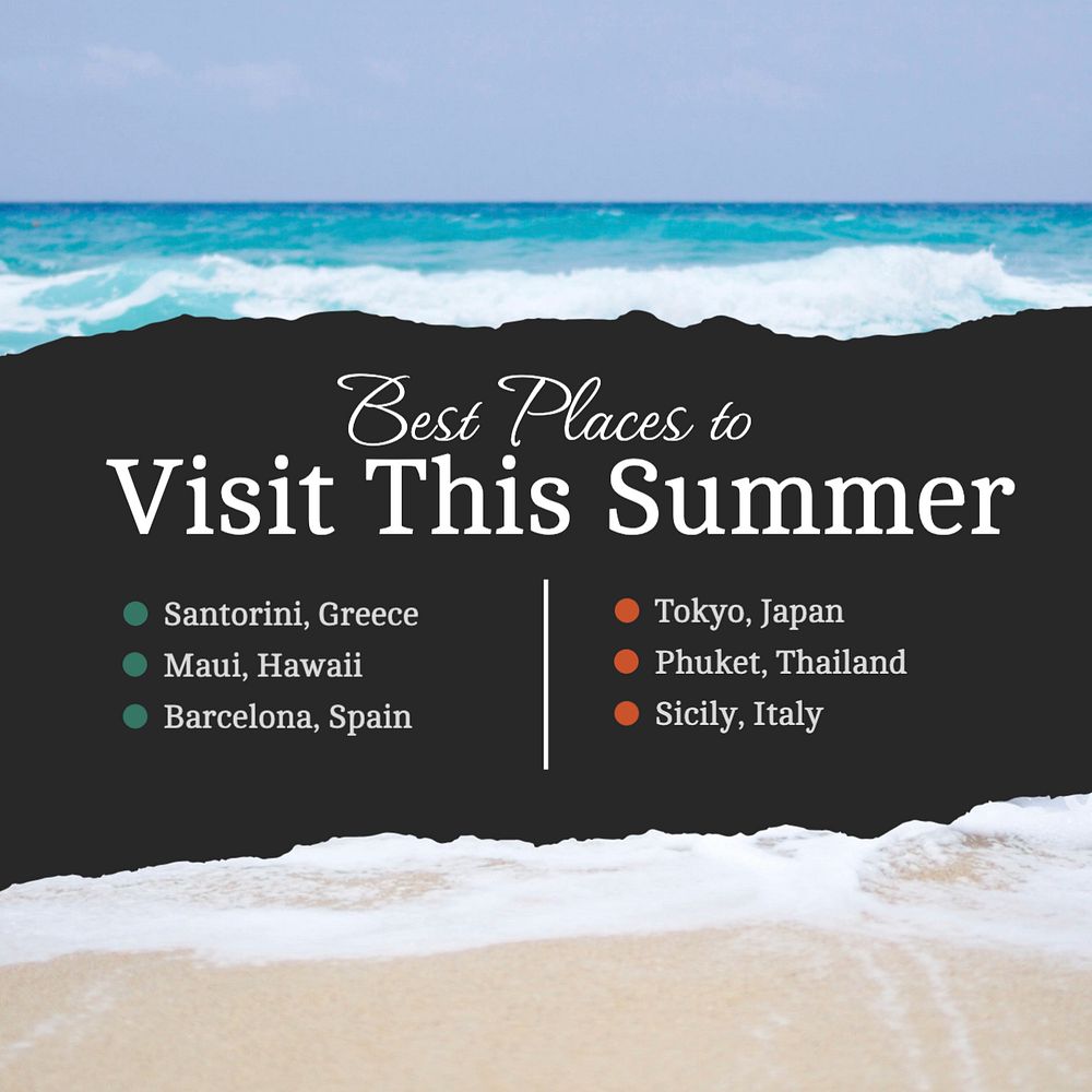 Summer destinations Instagram post template