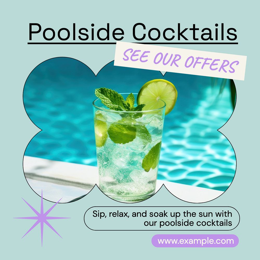 Poolside cocktails Facebook post template