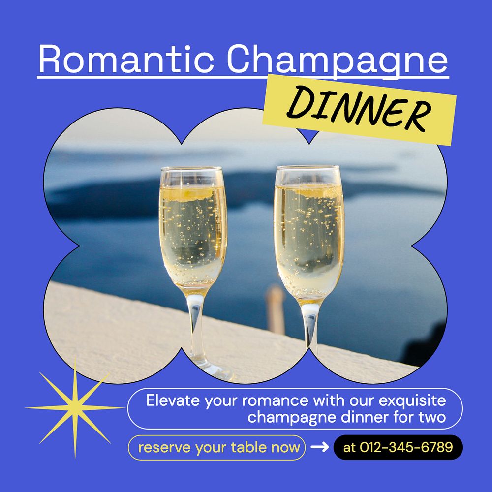 Romantic champagne dinner post template