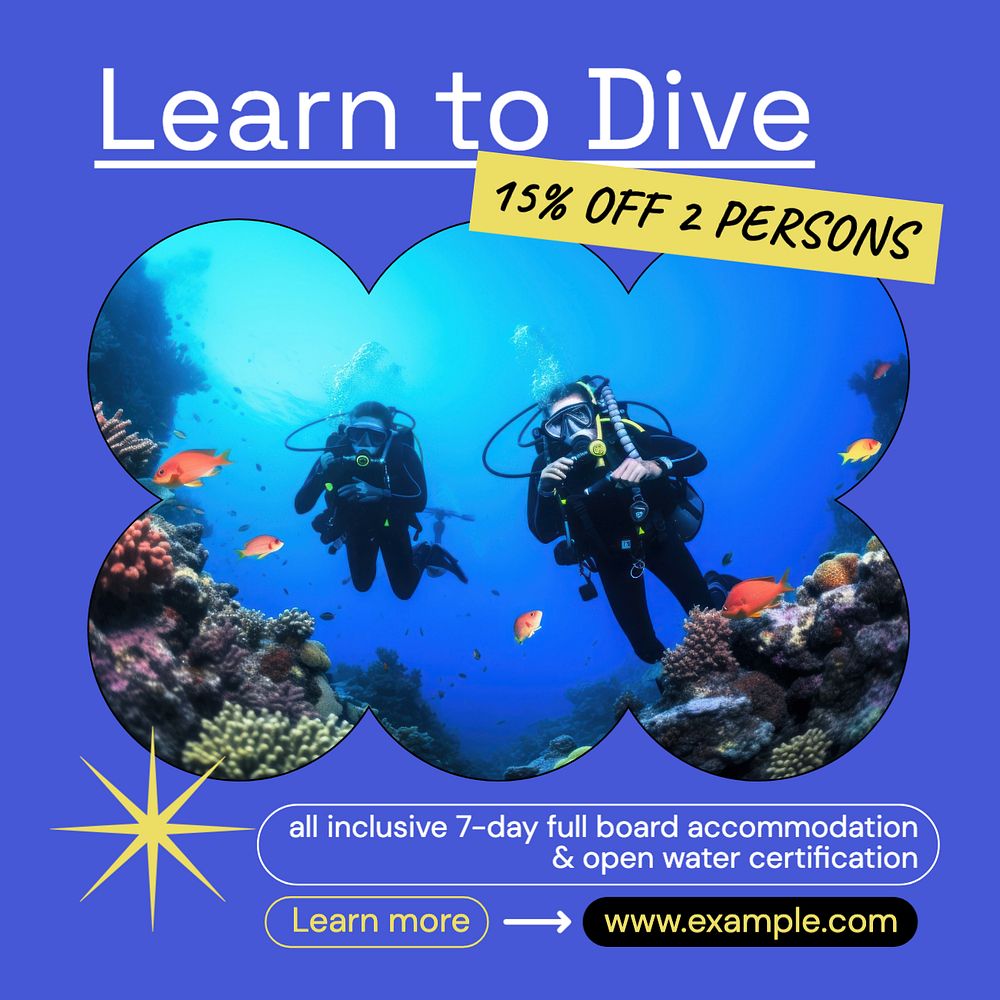 Diving lesson Facebook post template