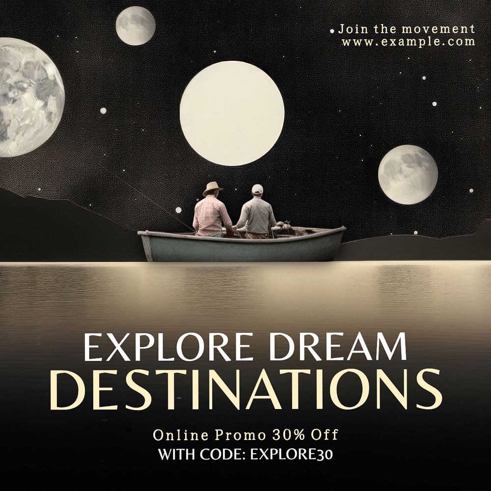 Explore dream destinations Facebook post template