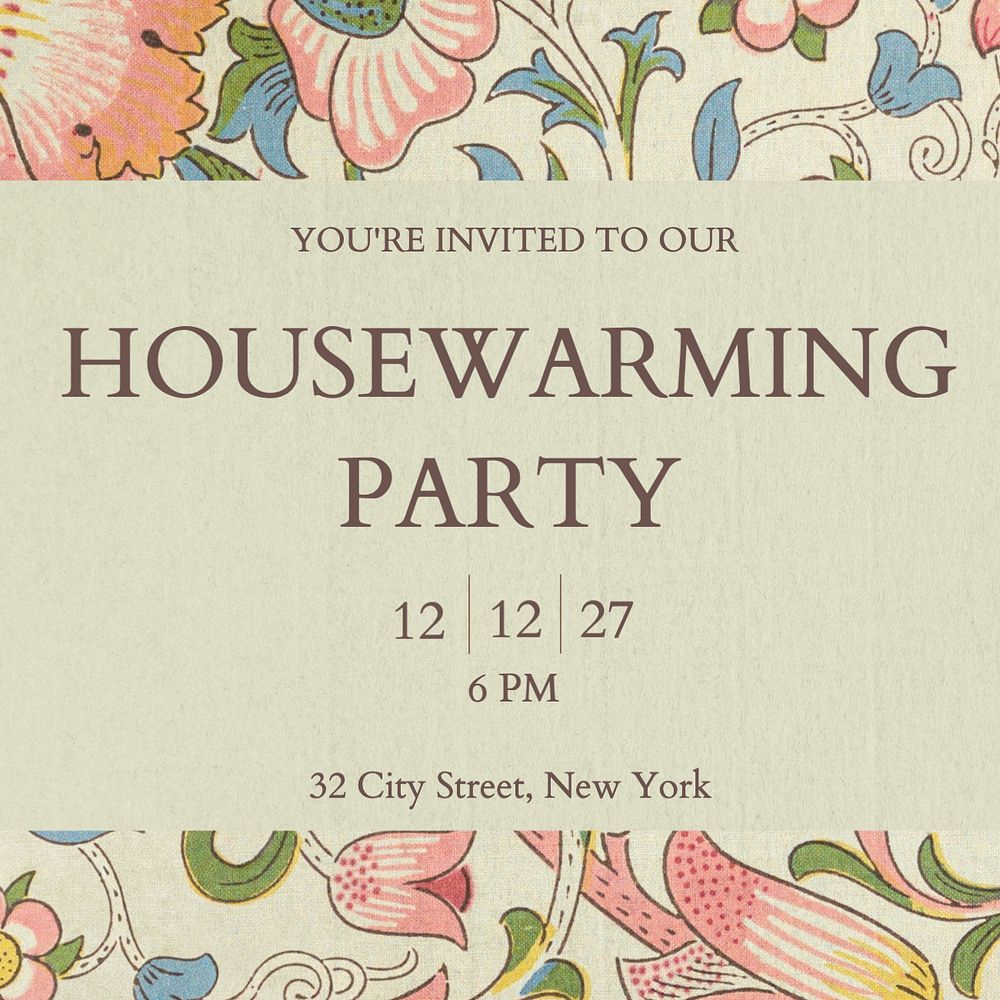 Housewarming Facebook post template