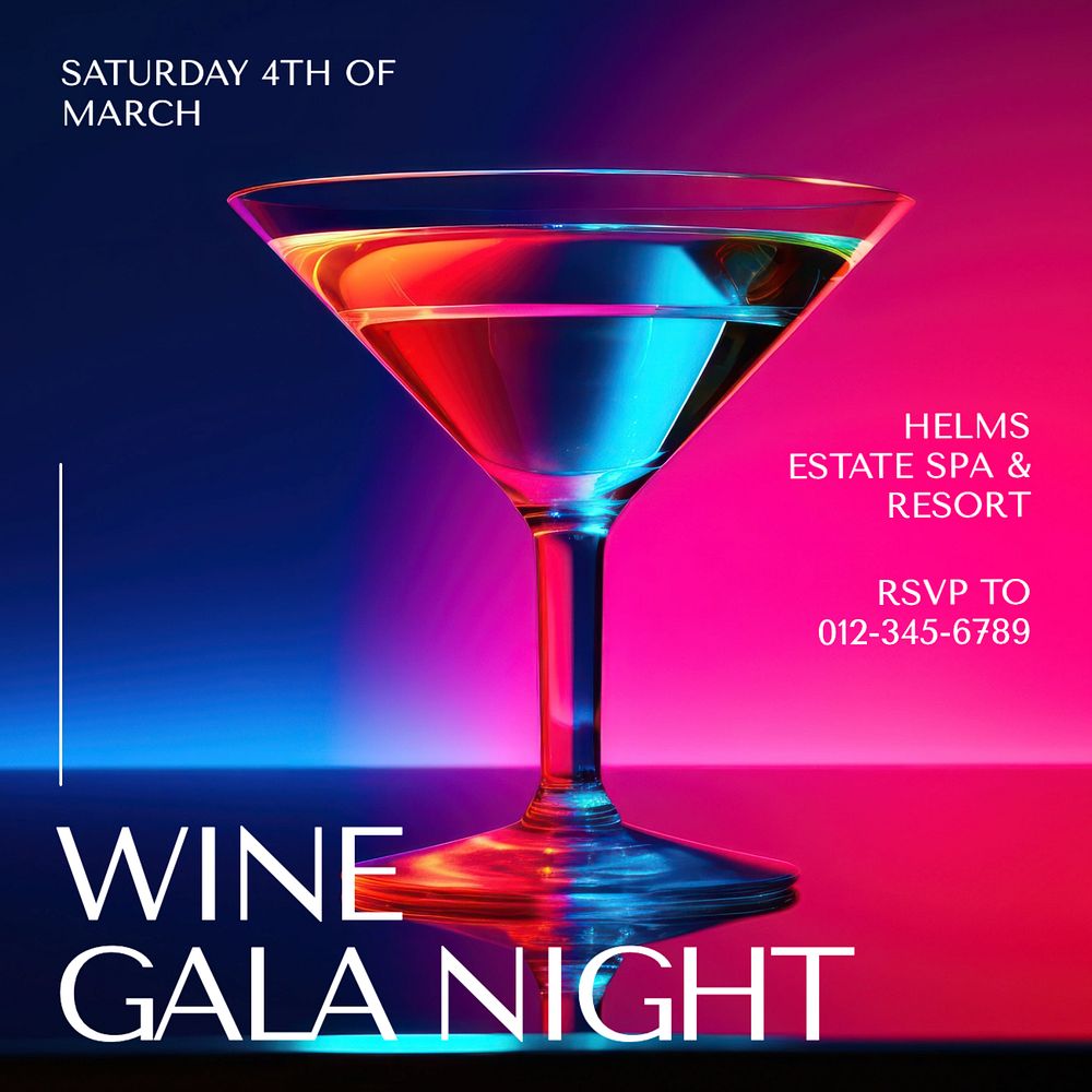 Wine gala night Instagram post template