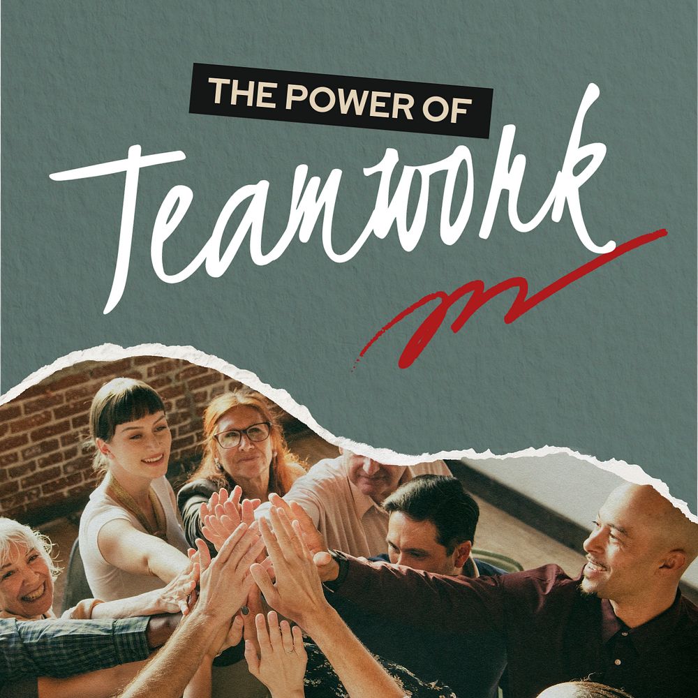Teamwork Instagram post template, collaboration photo 
