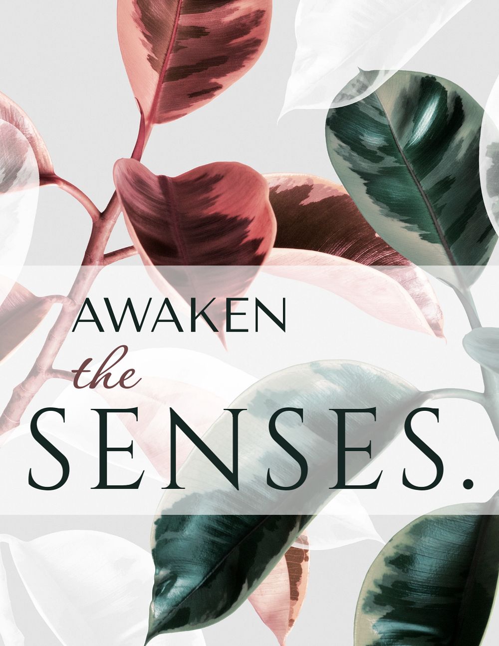 Leaf aesthetic flyer template, awaken the senses quote