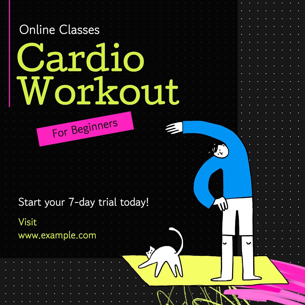 Cardio workout Instagram post template