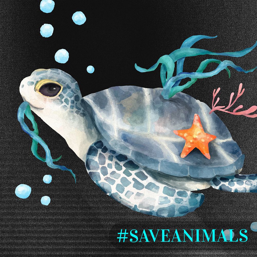 Save animals Instagram post template, editable text