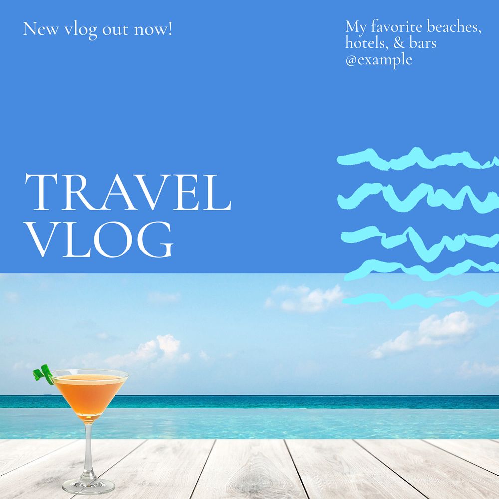 Travel vlog Instagram post template, editable design