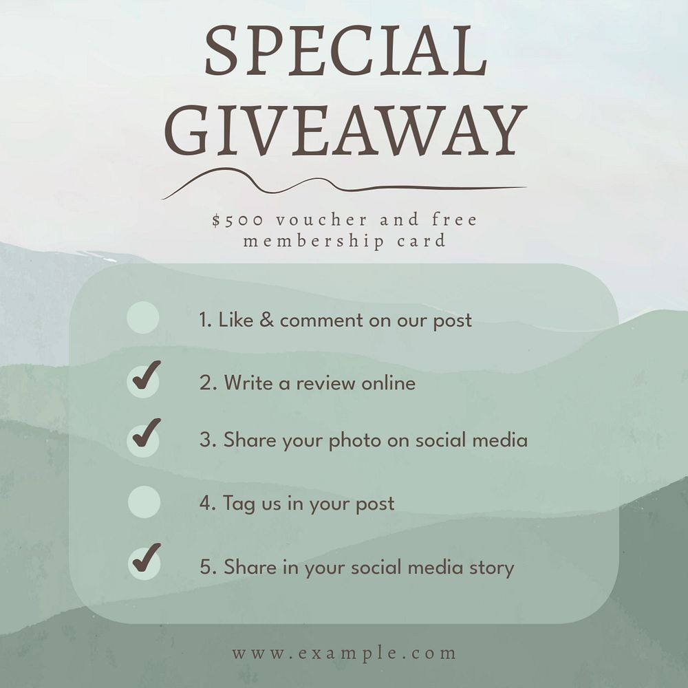 Special giveaway Instagram post template, editable text