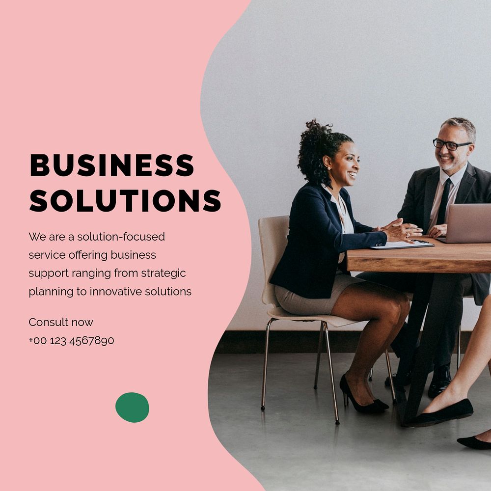 Business solution Instagram post template, editable text