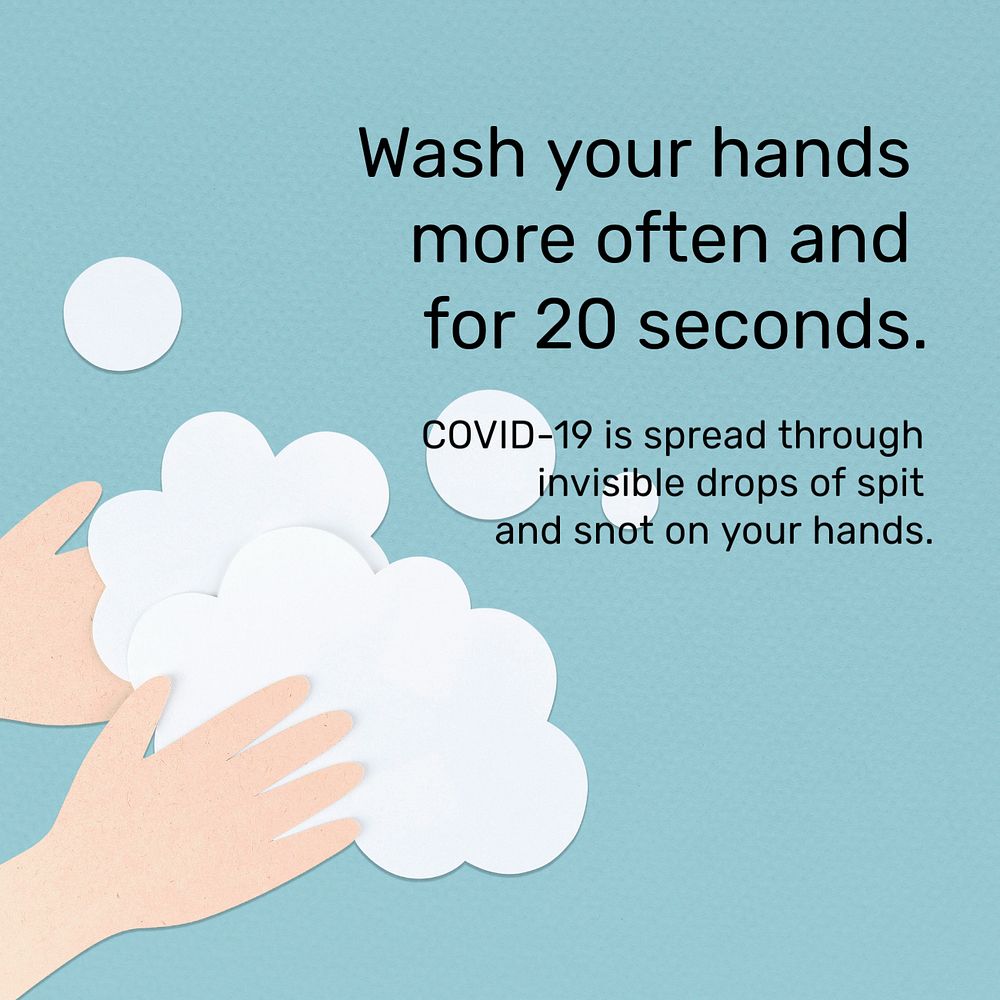 Pandemic hand washing Instagram post template, editable design