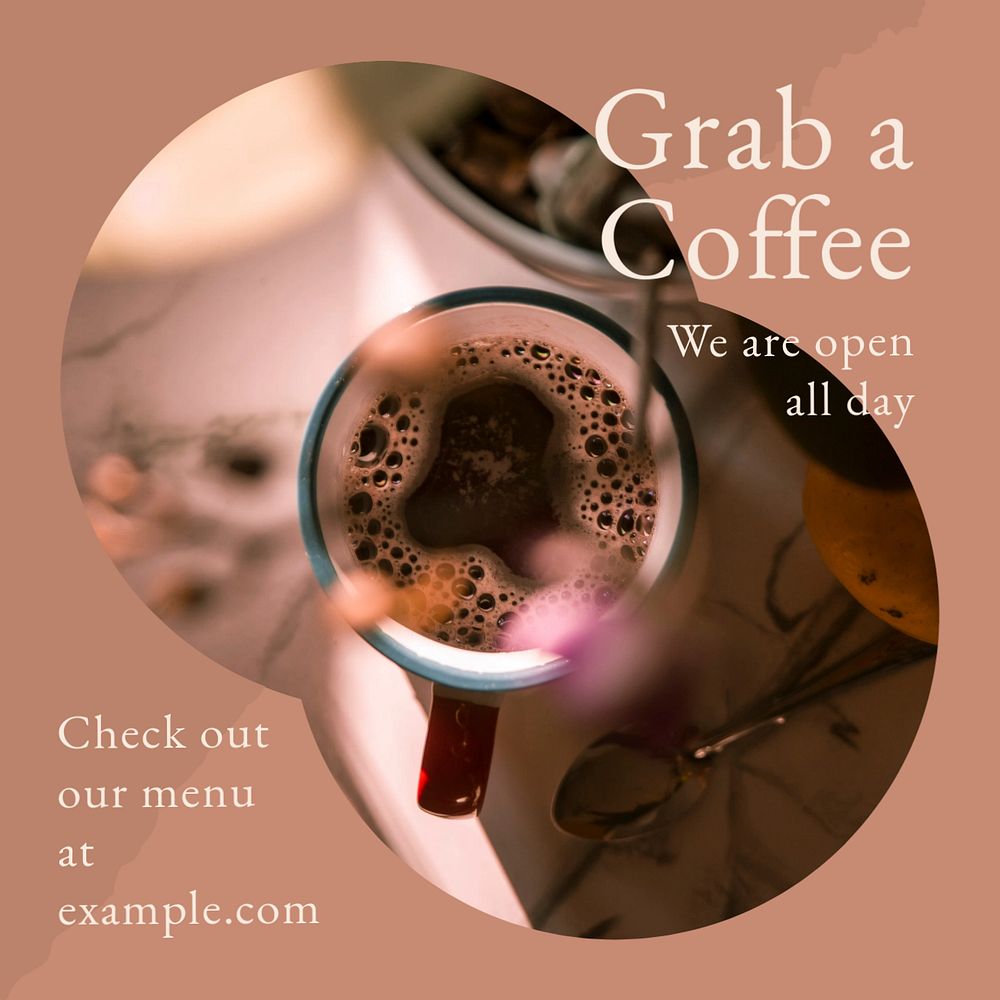 Grab a coffee Instagram post template, editable social media ad