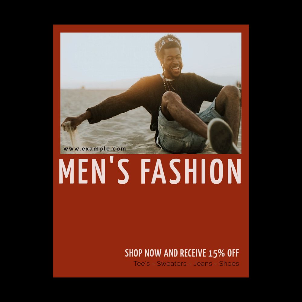 Men's fashion Instagram post template, editable social media ad