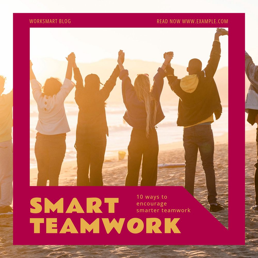 Smart teamwork Facebook post template, editable social media ad